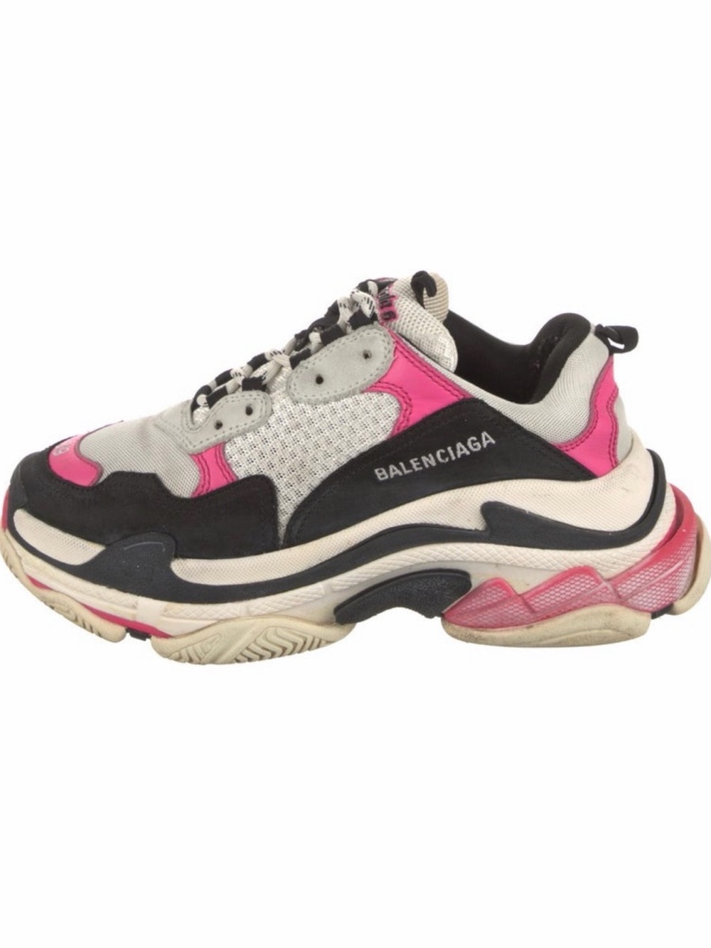 Balenciaga Women's Chunky Sneaker in White, Black & Pink
